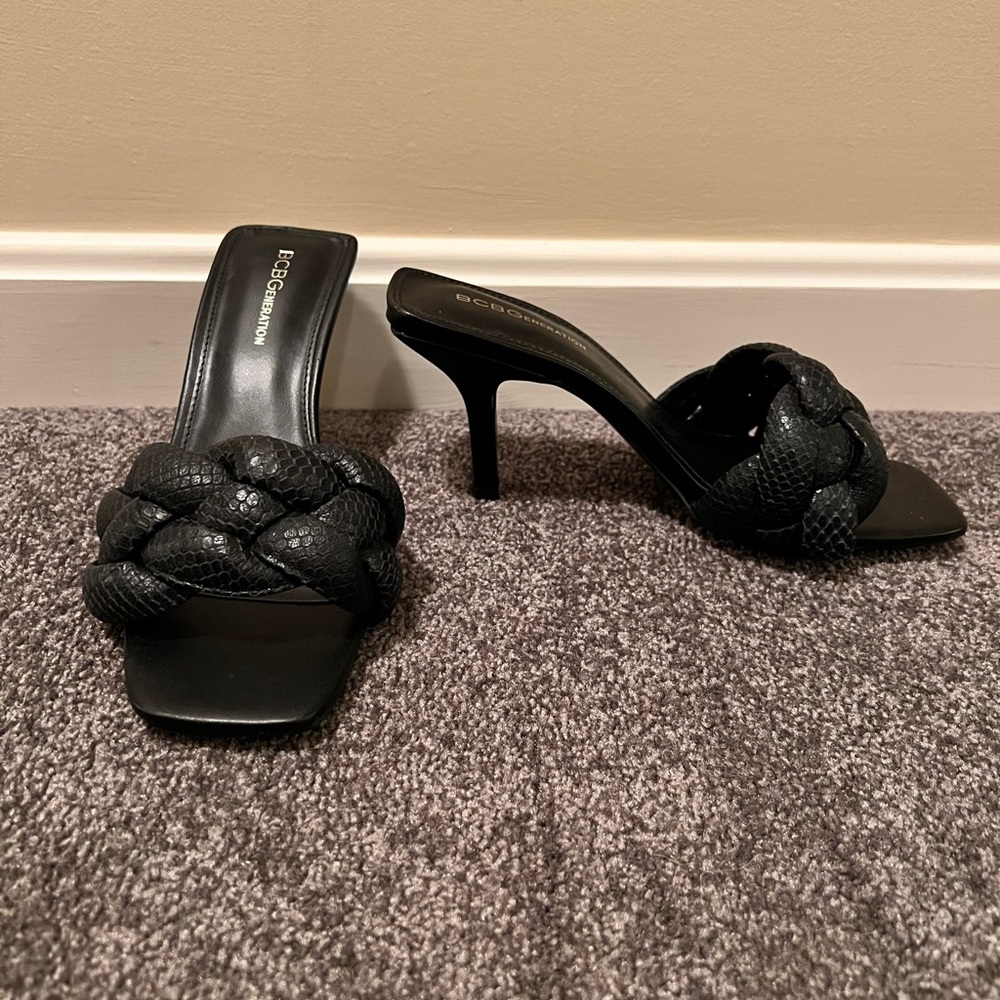 Black Bcbgeneration Thick Braided Heels - image 2